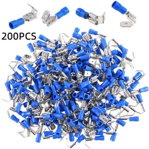 200Pcs Blue Piggyback Spade Terminals 6.3mm Blade Wire Connectors 16-14AWG kit - Picture 1 of 10