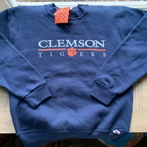 Clemson Tigers Russell Athletic Youth Small Crew Neck Sweatshirt Navy Orange NWT - Picture 1 of 6