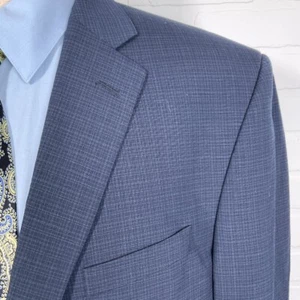 Jack Victor Rochester Blazer Men 44XL Blue Check Luxor 2 Button Wool Jacket - Picture 1 of 12