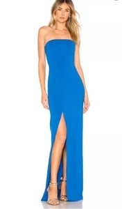 Vestido Jay Godfrey Martell 8 Azul Sin Tirantes Gala Especial Baile de graduación Formal Glamour $395 - Imagen 1 de 14
