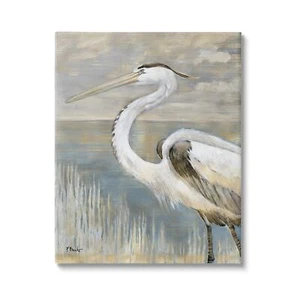 Stupell Industries Heron Bird Blue Abstract Coast 24"x30" Print Gallery Wrapped - Picture 1 of 12