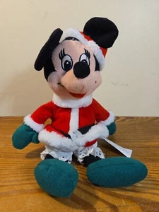 Disney Minnie Mouse Christmas Santa Claus Plush Beans 8" Sewn Eyes - Picture 1 of 7