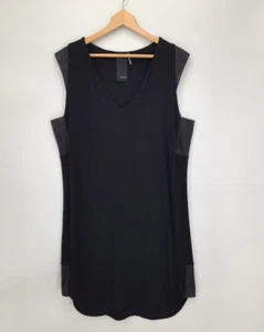 Heather by Bordeaux Women's Sleeve Leather Panel Shift Dress Black Size XL - Picture 1 of 4