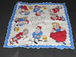 VINTAGE KINDER TASCHENTUCH ~ SCHNEEWITTCHEN & SIEBEN ZWERGE - Bild 1 von 2