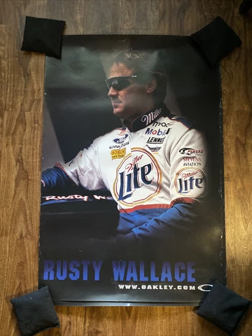 Rusty Wallace Miller Lite Oakley NASCAR Poster Promo 27x40 Think Paper Penske Cover