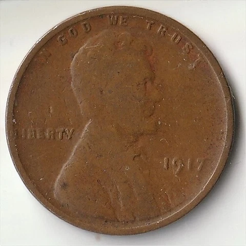 Circulated, Uncertified, Ungraded 1917 US Lincoln Wheat Penny/Cent- Biz Strike Cover