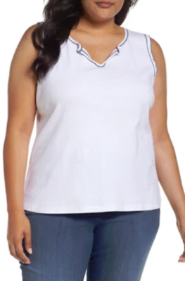 Three Dots 对比针背心白色 0X 全新带标签 68 美元 — 第 1/4 张图片