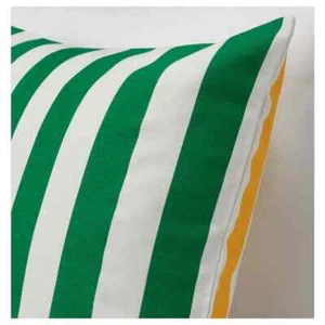 IKEA Sommar 2019 Funda de cojín 50 x 50cm 100% algodón verde amarillo raya blanca - Imagen 1 de 4