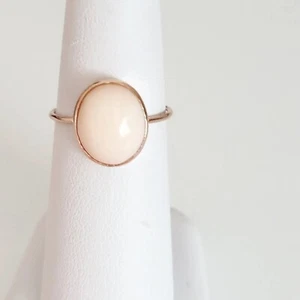 VINTAGE massiver 14K ROSÉGOLD RING ECHT NATÜRLICHE OVALE KORALLE - Bild 1 von 12
