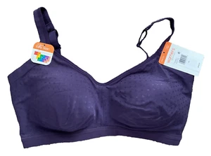 Warners Easy Does It Wireless Bra, Purple Dot, XL - Picture 1 of 1