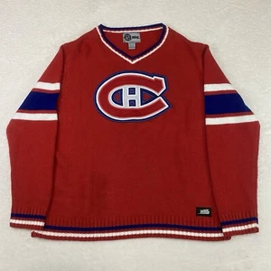 Vintage NHL Montreal Canadiens Knit Sweater Men's XL Red Embroidered Crest Logo - Bild 1 von 12