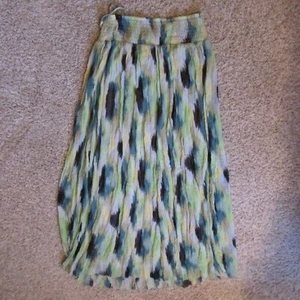 NWOT Venus Small Green Black Yellow Chiffon Maxi Soft Flowing Skirt Lined - Picture 1 of 2