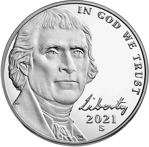 2021 S Jefferson Proof Nickel, Cameo,  Low Daily Shipping Cover