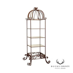 Victorian Style Large Wrought Iron and Glass Etagere - Picture 1 of 12