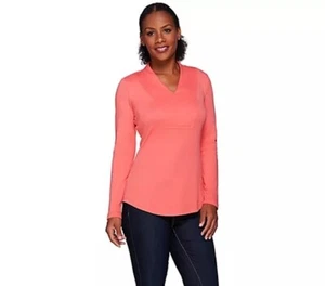 Isaac Mizrahi Medium Cream Essentials Wrap Collar Knit Top - Picture 1 of 4