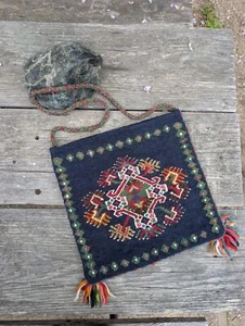 Vintage Tagari Woven Bag, Greek Tapestry Handbag Tote - Picture 1 of 10