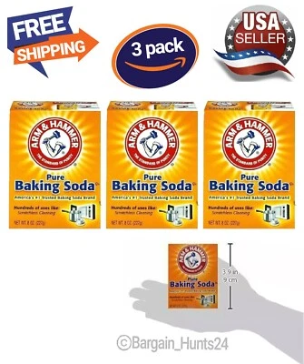 Arm & Hammer Pure Baking Soda 8 Oz For Cleaning (Pack of 3) -New - Free Shipping - Image 1 of 4