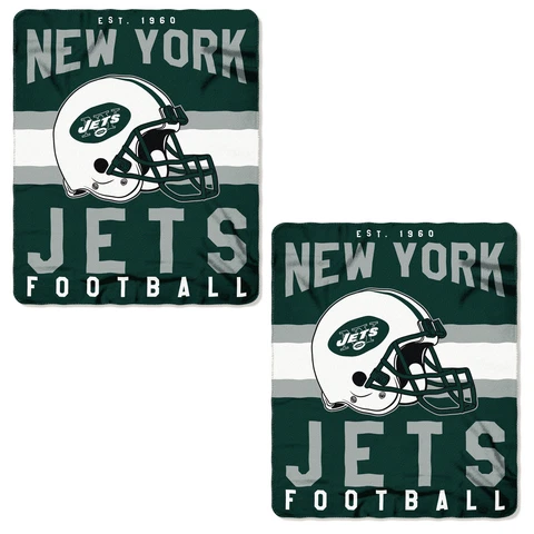 2pc Set NFL New York Jets Soft Fleece Throw Blanket 50" X 60" Cover