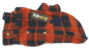 FabDog Fab Perro Chaqueta a Cuadros Boucle Perro Naranja/Azul Marino Talla 14 pulgadas Nueva con Etiquetas  - Imagen 1 de 4