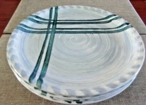Blue Ridge Southern Potteries Donegal 4 Dinner Plates Geometric Blue Aqua 9-1/4" - Picture 1 of 5