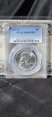 1959-D Franklin Half Dollar PCGS MS65 FBL - 50c Full Bell Lines - Image 1 of 2