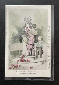 Carte postale ancienne 1905 George Washington avec enfants UDB par Franz Huld - Photo 1/5