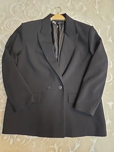 NWOT ZARA Classic Oversized Blazer Size L Black Lined - Picture 1 of 7