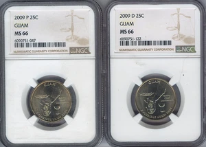 2009 P D Guam Quarter 2 Coin Set NGC MS66 Holiday Sale 🎁 - Picture 1 of 2