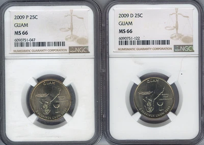 2009 P D Guam Quarter 2 Coin Set NGC MS66 Holiday Sale 🎁 - Image 1 of 2