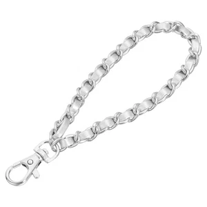 Leder Handgelenktasche Riemen 7" Hand Handgelenk Schlüsselband Tasche Schlüsselanhänger Silber - Bild 1 von 7