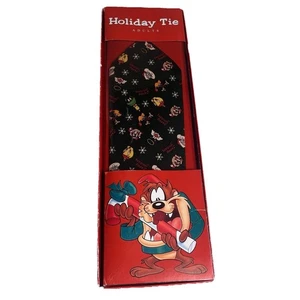 Vintage Looney Tunes Taz Christmas Tie Holiday Krawatte Warner Bros Deadstock 90s - Bild 1 von 20