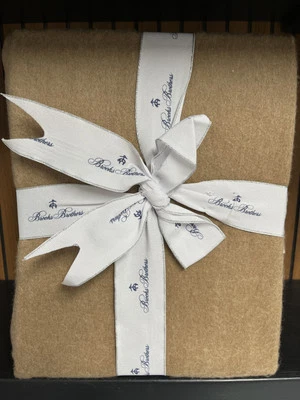 Brooks Brothers Cashmere Knitted Throw Blanket Light Beige W/Tassels 50”x60”NWT - Image 1 of 4