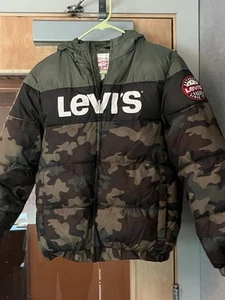 LEVI’S FULL-ZIP CAMO PUFFER JACKET/COAT WITH HOODIE - YOUTH LARGE (12-13 YEARS) - Picture 1 of 2