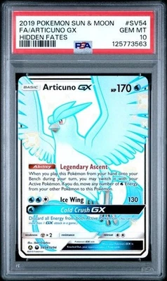 Pokemon Hidden Fates Full Art Shiny Articuno GX Card SV54/SV94 Graded PSA 10 - Image 1 of 2