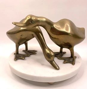 Vtg Mid-Century Modern Brass Ducks Bird Figurines Sculpture Hollywood Regency - Picture 1 of 7