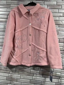 Vtg NOS Koret womens L jacket pink Embroidered boho patch Hong Kong button Y2K - Picture 1 of 15