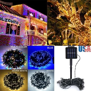 100/200 LED Solar Powered Waterproof 8 Modes Light String Fairy Wedding Party US - Picture 1 of 17