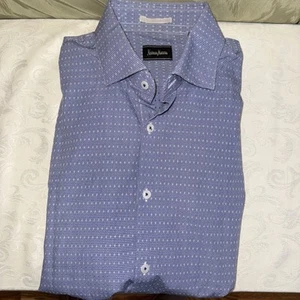 Neiman Marcus Shirt Mens Large button down blue 100% cotton - Picture 1 of 8