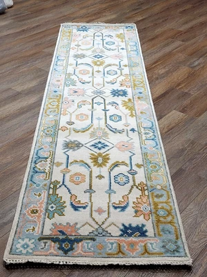 Tapete turco boêmio Oushak, tapete contemporâneo turco feito à mão Oushak 2,5x10 pés - Imagem 1 de 4