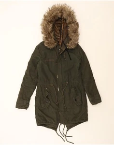 KHUJO Mens Hooded Parka Jacket UK 36 Small Green Cotton BI01 - Picture 1 of 4