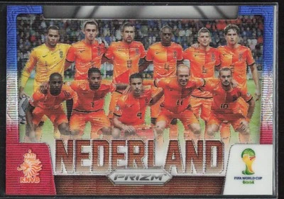 2014 Panini Prizm FIFA World Cup Team Photos Blue Red Wave Nederland Netherlands - Image 1 of 2