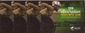 4 X AUSTRALIA 2016 OLYMPICS - $2 PARALYMPIC TEAM COLOURED COIN ON CARD - Picture 1 of 5