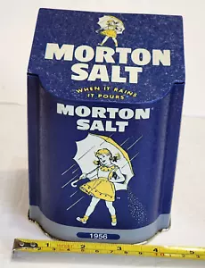 Rare vintage Morton salt tin Yellow Umbrella square slant top - Picture 1 of 16