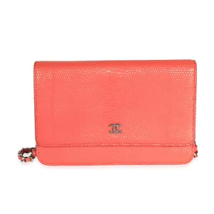 Chanel Coral Lizard Wallet On Chain - Picture 1 of 8
