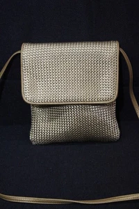 MONDANI New York Woven Gold Crossbody Purse, Magnetic Snap & Zipper Closures - Picture 1 of 5
