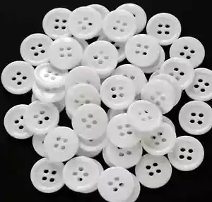 5/8 Inch (15mm) White Color Buttons Sewing Resin 15 millimeters, - Picture 1 of 5
