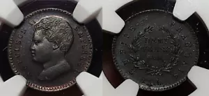 France Napoleon II Essai 1/2 Franc in Copper 1816, Maz-640a NGC MS 64 BN - Picture 1 of 14
