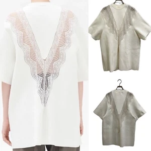 Celine Phoebe Philo 2018 Oversized Crewneck Lace Tee Ivory - Picture 1 of 13