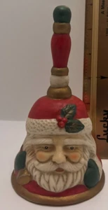 Hand Painted Ceramic Santa Claus Hand Bell Vintage 6” Decor Classic Christmas - Picture 1 of 4