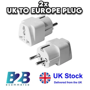 UK To Europe Travel Plug 2 Pin Adapter X2 - Picture 1 of 6
